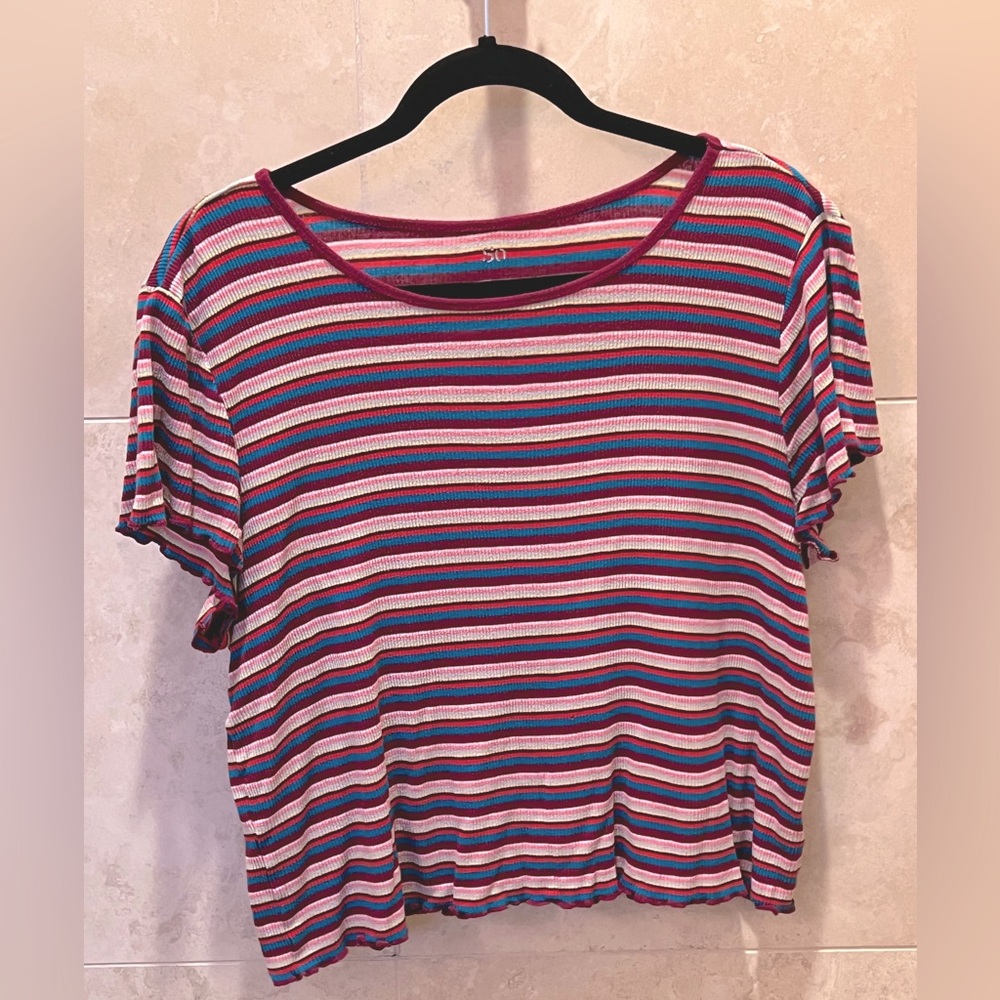 Striped Top Colorful Cute could be Crop Top